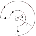 <strong>What is the magnitude of the magnetic field at point P if a = R and b = 2R? </strong> A) B) C) D) E)