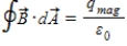<strong>Gauss's Law states that the net electric flux, , through any closed surface is proportional to the charge enclosed: . The analogous formula for magnetic fields is:</strong> A) . B) . C) . D) . E) .