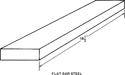 A 8 7/8 long piece is cut from the piece of steel angle iron illustrated. If there is 1/16 of waste caused by the kerf of the oxy-acetylene cutting process, what is the length of the remaining piece of angle iron?