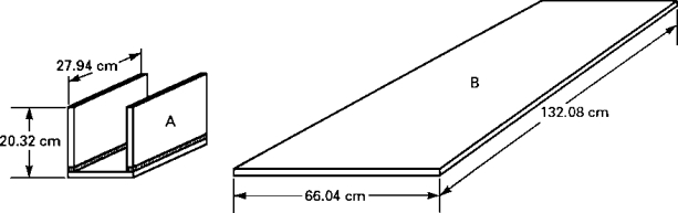   Storage bin sides are 20.32 cm by 27.94 cm. Three sides are welded together to make each bin. How many bins can be made from the plate shown?<div style=padding-top: 35px> 