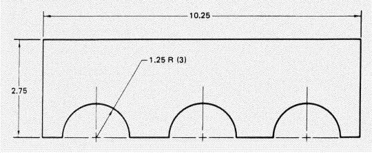 Find the area of the template in the figure. All dimensions are in inches. Round the answer, in square inches, to the nearest tenth.