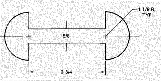 What is the total area of four templates like the one shown in the figure? All dimensions are in inches. Express the answer, in square inches, to the nearest thousandth.