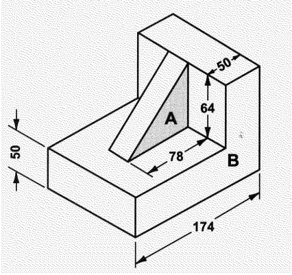 What is the surface area of plane A on this set up block?  
