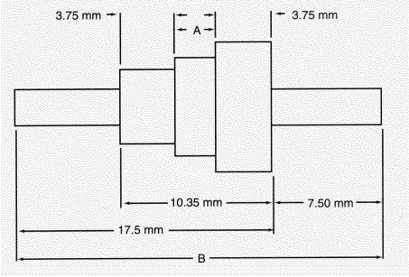 Find dimension A, in centimeters. Carry the answer to one decimal place.