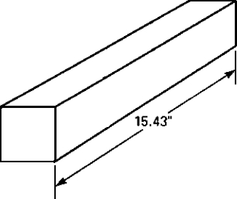 Figure 15-3 A welder saws this square stock into seven equal pieces. What is the length of each piece? Allow 1/16 waste for each cut. Round your answer to the nearest hundredth.