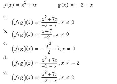 Find ( f / g )(x).