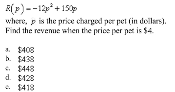 The total revenue earned per day (in dollars) from a pet-sitting service is given by