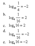 Write the exponential equation in logarithmic form.
