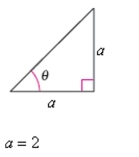 Find the exact values of the three trignometric functions of the angle     shown in the figure. (Use the Pythagorean Theorem to find the third side of the traingle.)    <div style=padding-top: 35px> 