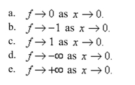 Describe the behavior of the function as   approaches zero.    <div style=padding-top: 35px> 