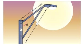 Determine the angle in the design of the streetlight shown in the following figure.