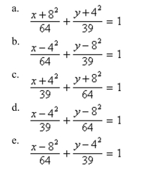 Find the standard form of the equation of the ellipse with the given characteristics.