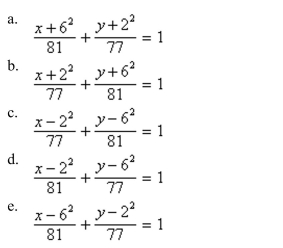 Find the standard form of the equation of the ellipse with the given characteristics.