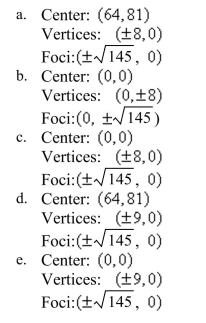 Find the center, vertices and foci of the hyperbola.