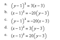 Find the standard form of the equation of the parabola with the given characteristics.