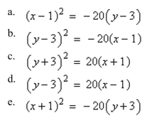 Give the standard form of the equation of the parabola with the given characteristics.