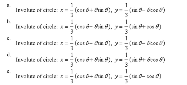 Select the parametric equations matching with the following graph.