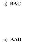 At the College of Warm & Fuzzy, good grades in math are easy to come by. The grade distribution is given in the table below: Suppose three students' grade reports are selected at random with replacement. (The math grade is written down and the report replaced in the population of reports before the next report is selected.) Three possible outcomes of this experiment are listed below. Calculate the probabilities of these sequences appearing.