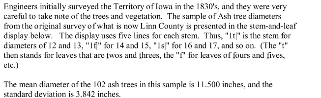 (a) What is the approximate diameter of an ash tree at the 20th percentile in this distribution? (b) According to the Empirical Rule, approximately 68% of ash tree diameters are between what two values?