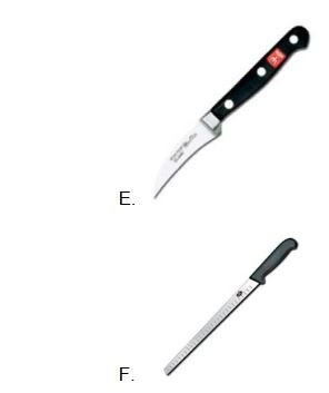 <strong>Which one of these is a filleting knife?</strong> A) B) C) D) E)