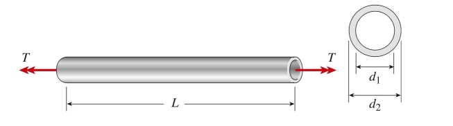 brass pipe is twisted by torques T 5 800 N ? m acting at the ends causing an angle of twist of 3.5 . The pipe has the following properties: 56 mm. The shear modulus of elasticity G Of the pipe is approximately: