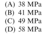 A hollow aluminum shaft ( 52 mm) has an angle of twist per unit length of 1.8° /m due to torques T. The resulting maximum tensile stress in the shaft is approximately: