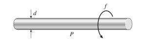 A motor drives a shaft with diameter d 5 46 mm at f 5 5.25 Hz and delivers P 5 25 kW of power. The maximum shear stress in the shaft is approximately: