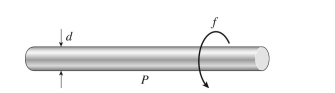 A motor drives a shaft at f 5 10 Hz and delivers P 5 35 kW of power. The allowable shear stress in the shaft is 45 MPa. The minimum diameter of the shaft is approximately: (A) 35 mm (B) 40 mm (C) 47 mm (D) 61 mm