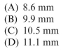 A thin-walled spherical tank has a diameter of 0.75 m and an internal pressure of 20 MPa. The yield stress in tension is 920 MPa, the yield stress in shear is 475 MPa, and the factor of safety is 2. of elasticity is 210 Poisson's ratio is 0.28, and maximum normal strain is The minimum permissible thickness of the tank is approximately: