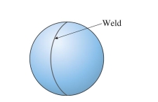 A thin-walled spherical tank has a diameter of 0.75 m and an internal pressure of 20 MPa. The yield stress in tension is 920 MPa, the yield stress in shear is 475 MPa, and the factor of safety is 2. of elasticity is 210 Poisson's ratio is 0.28, and maximum normal strain is The minimum permissible thickness of the tank is approximately: