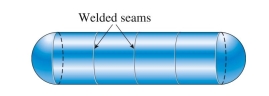 A cylindrical tank is assembled by welding steel sections circumferentially. Tank diameter is 1.5 m, thick- ness is 20 mm, and internal pressure is maximum tensile stress in the cylindrical part of the tank Is approximately: