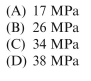 A cylindrical tank is assembled by welding steel sections circumferentially. Tank diameter is 1.5 m, thickness is 20 mm, and internal pressure is 2.0 MPa. The maximum shear stress in the cylindrical part of the tank is approximately: