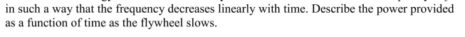 Energy is extracted from a flywheel with an initial rotational frequency of    <div style=padding-top: 35px> 