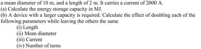 A superconducting magnetic energy storage coil has 10,000 turns of wire,  <div style=padding-top: 35px> 