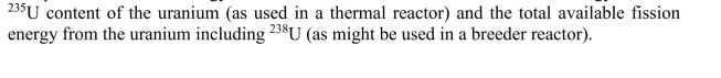 Coal can contain up to about 2000 ppm (by mass) of natural uranium. Compare the chemical energy content of the coal with the available fission energy from the