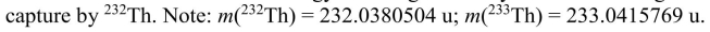 Calculate the energy of the gamma ray liberated during thermal neutron