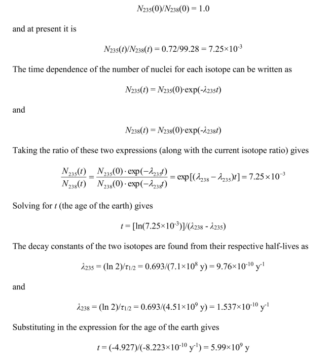 At the time the earth was created the ratio of uranium isotopes was 64 65 66