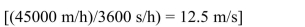 At rest the kinetic energy is zero. At 45 km/h the kinetic energy will be