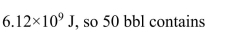 1 bbl of crude oil has the energy content