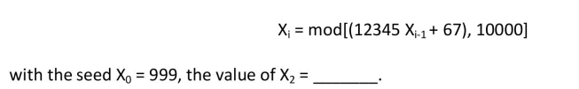 Using the pseudo-random number generator equation given by