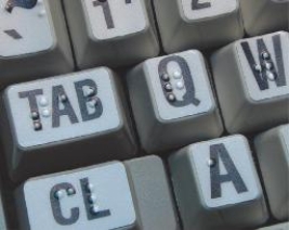 The keys on the keyboard shown in the accompanying figure contain Braille overlays. _________________________