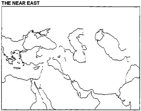 Instructions: Please use this outline map of the Near East to answer the question(s). Locate and label the areas where the Mesopotamian and Egyptian civilizations were found.Locate and label the regions inhabited by the Hittites, Phoenicians, and Canaanites.