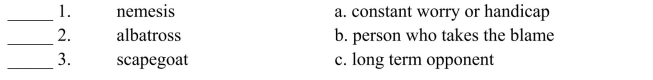 Fill in the letter of the definition that matches best. Use each letter only once.