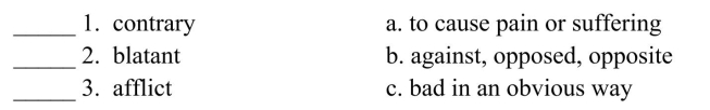 Fill in the letter of the definition that matches best. Use each letter only once.