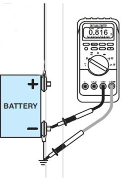 This voltage reading was obtained while cranking the engine. The indicated reading (0.816 V) is ________.  