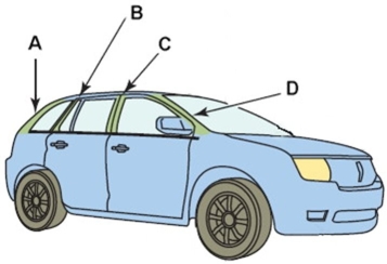 Which of these is commonly called the B pillar?  