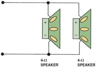 These speakers have a combined impedance of ________.