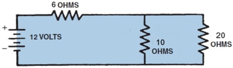 Calculate the current flow in this circuit. (Round off to 2 decimal points.)