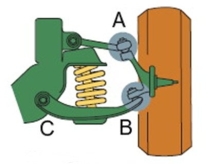 <strong>In this illustration, which ball joint is the load carrying ball joint? </strong> A)A B)B C)C D)None of these