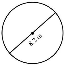in the next problems, use 3.14 as the approximate value for \pi if needed. Round your answers to the nearest tenth when necessary. -Find the radius.